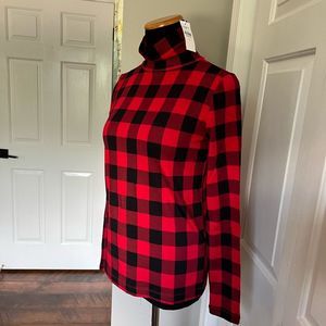 Red & Black Buffalo Plaid Turtleneck Top